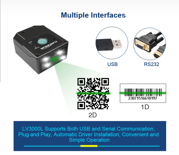 LV3000L 2D Сканер штрих-кода с фиксированным креплением